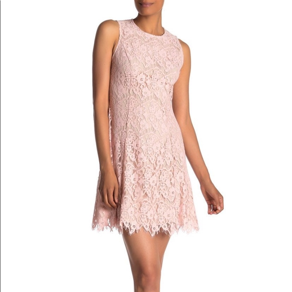 Vince Camuto Blush Pink Lace Mini Dress